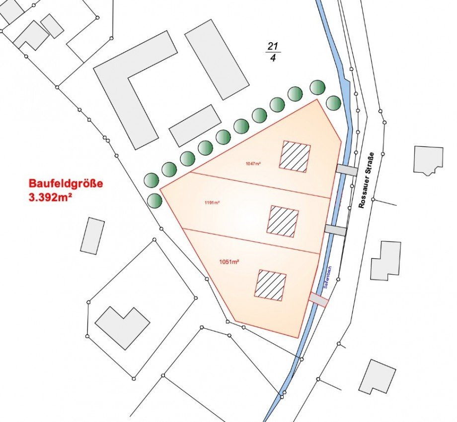 Auteilungsplan Wohngrundst�ck Rossau OT Seifersbach